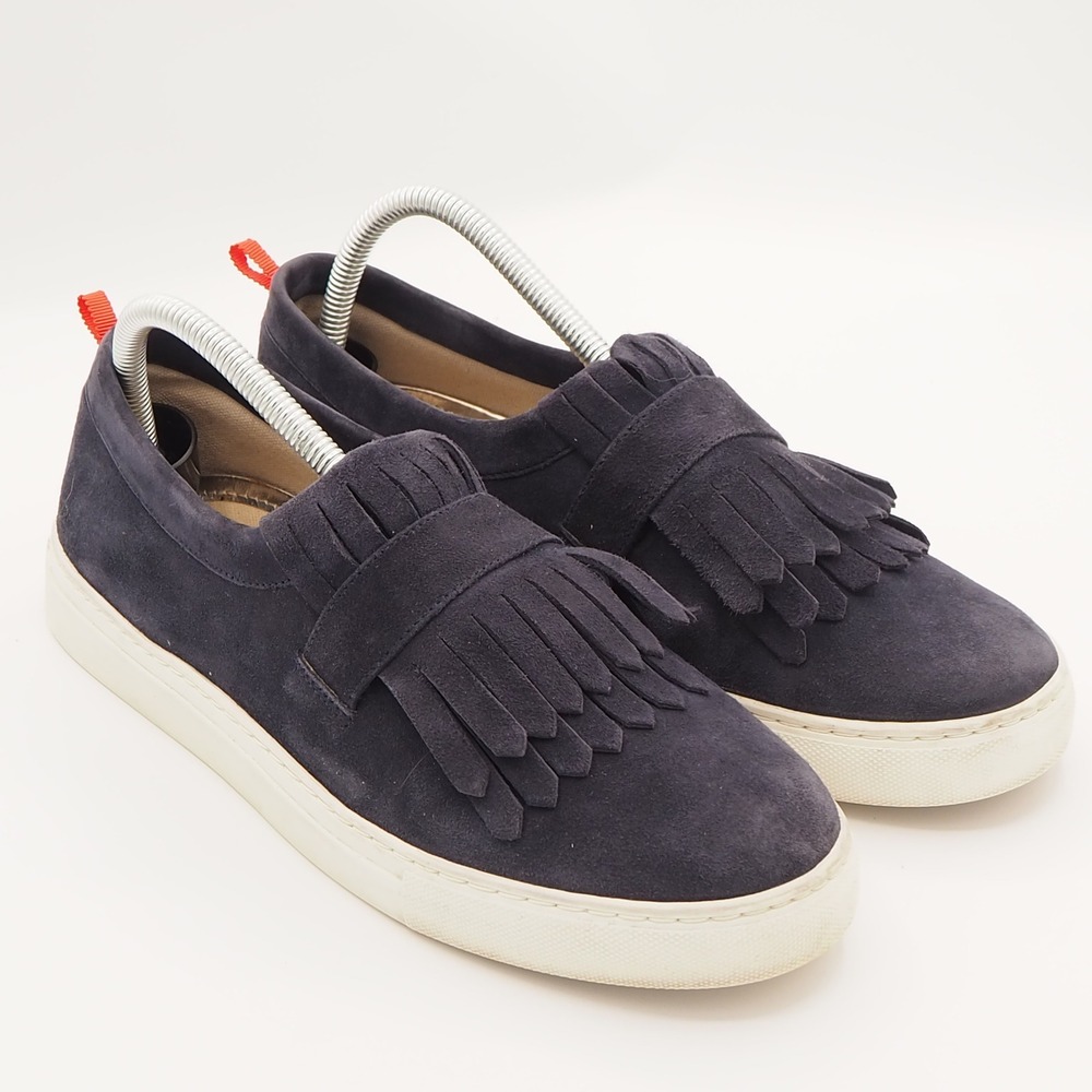 Boden Rayna Navy Suede Fringe Tassel Slip-On Sneakers Women's Size 9 EU 40